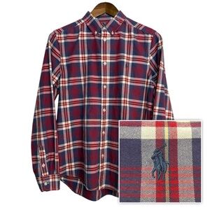 Ralph Lauren shirt kids XL 18-20 red plaid button down preppy dad church Oxford‎